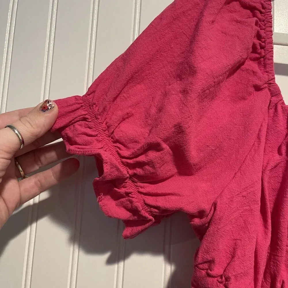 Showpo Hot Pink Whilma Mini Dress Puff Sleeves Flirty Romantic Size 16 - Picture 4 of 7